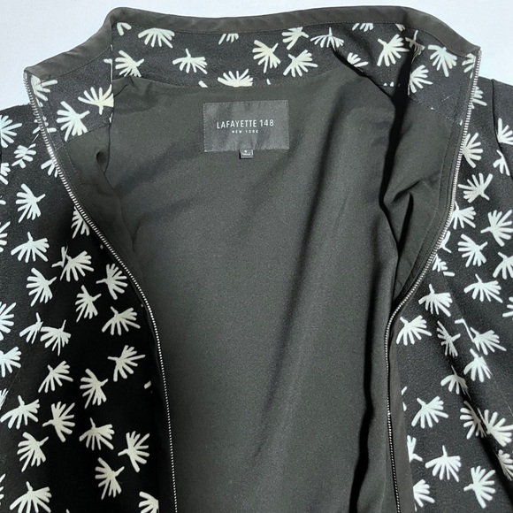 Lafayette 148 New York- Bryant Palmetto-Print Crepe Bomber Jacket. Size Small - Picture 2 of 8